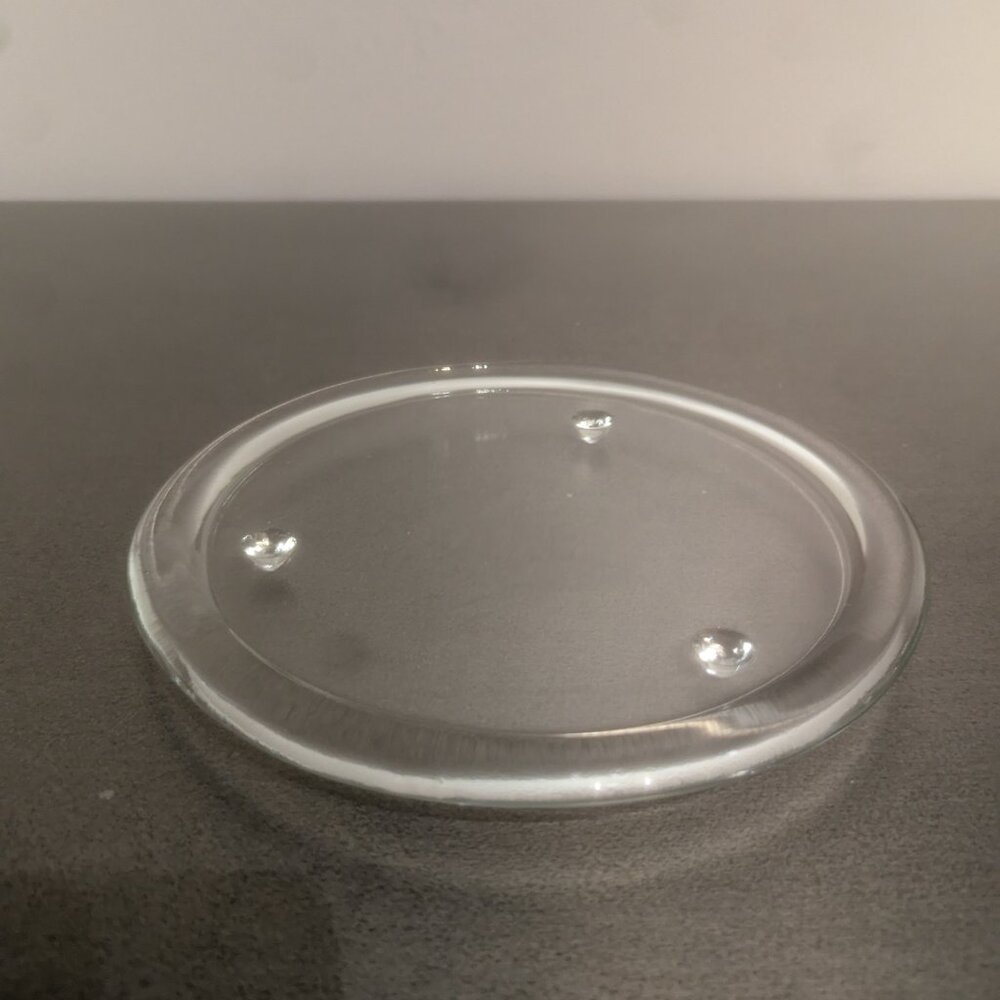 Large Transparent Glass Planter Stand or Candle Drip Tray 8 Inch